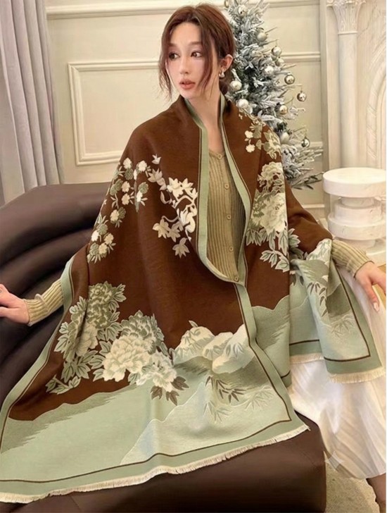 Floral Design Blanket Scarf Floral Design Blanket Scarf